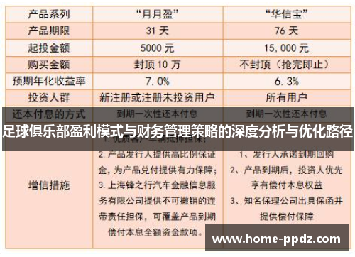 足球俱乐部盈利模式与财务管理策略的深度分析与优化路径